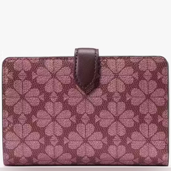 Kate Spade Signature Spade Flower Medium Compact Bifold Wallet Grenache - Picture 16 of 16